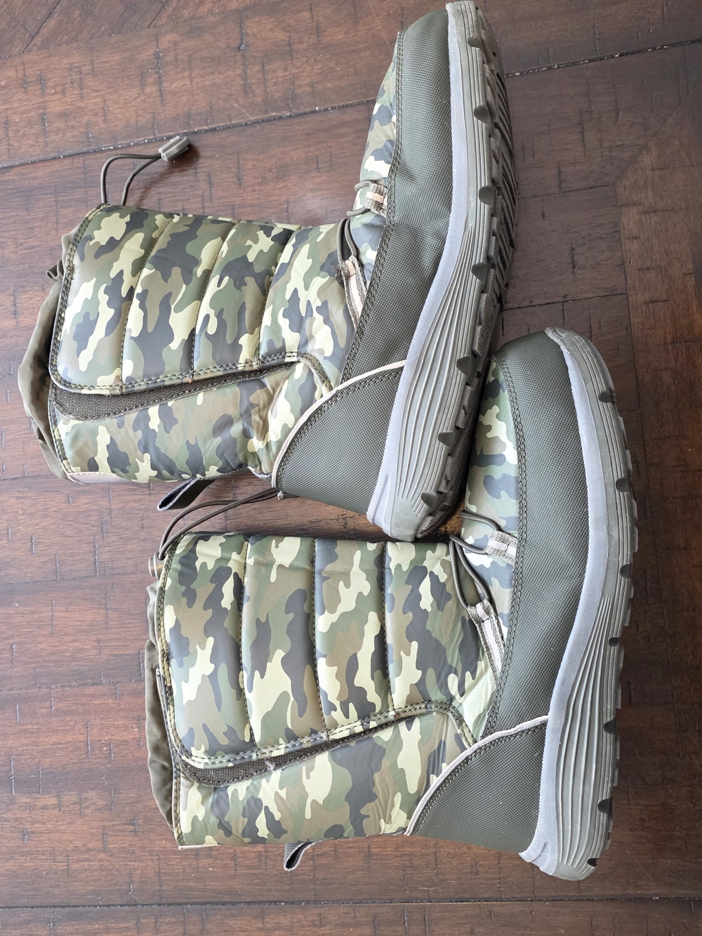 Land's End Camo Puffer Snow Boots - Olive Green